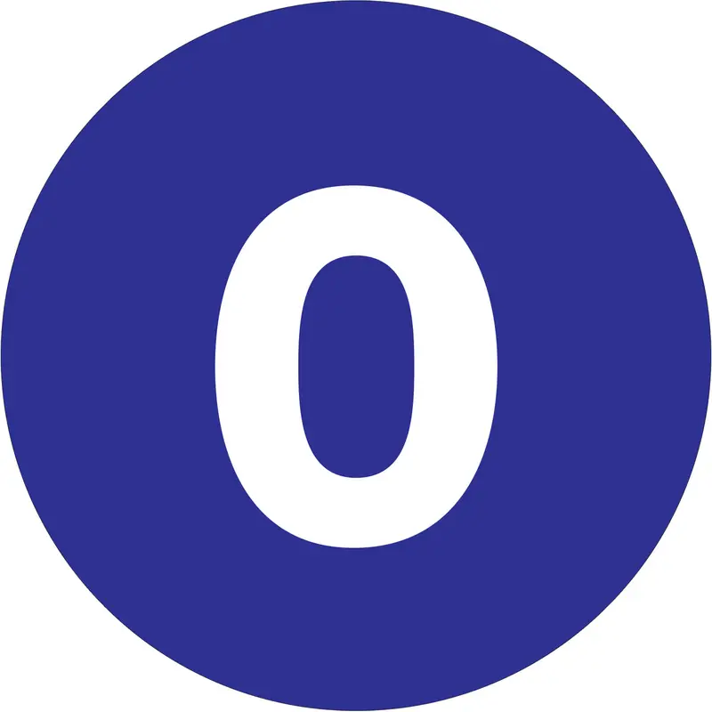 1" Circle - "0" (Dark Blue) Number Labels 500/Roll