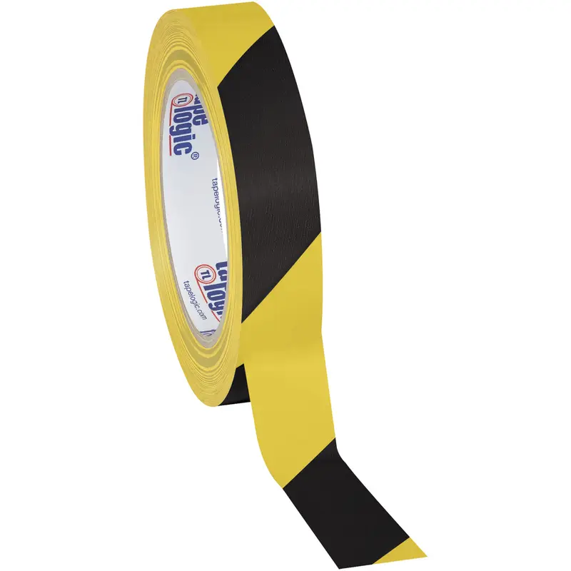 1" x 36 yds. Black/Yellow Striped Vinyl Safety Tape 48/Case