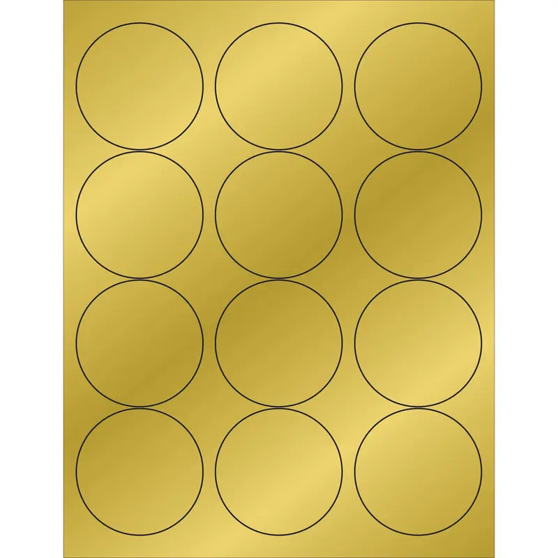 2 1/2" Gold Foil Circle Laser Labels 1200/Case