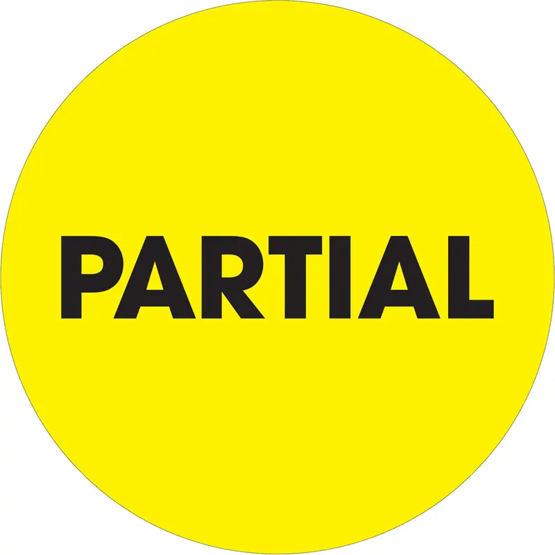 2" Circle - "Partial" Fluorescent Yellow Labels 500/Roll
