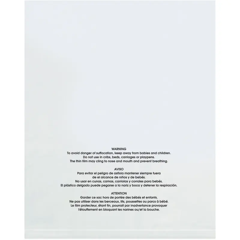 10 x 15 - 2 Mil Flat Suffocation Warning Poly Bags 1000/Case