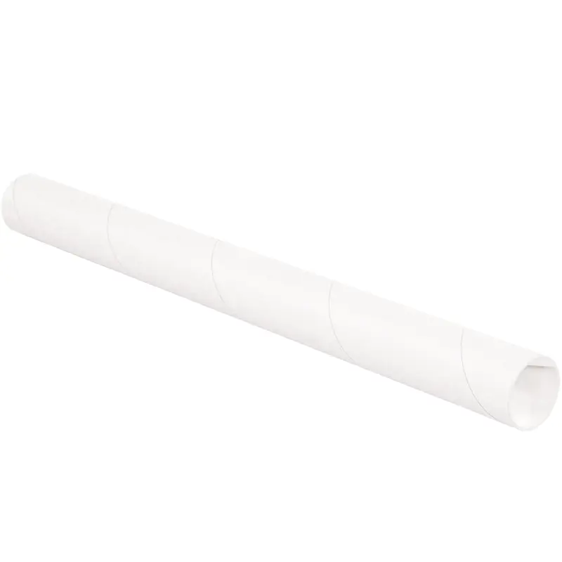 2 x 18 White Mailing Tubes With End Caps .060 Gauge 50/Case