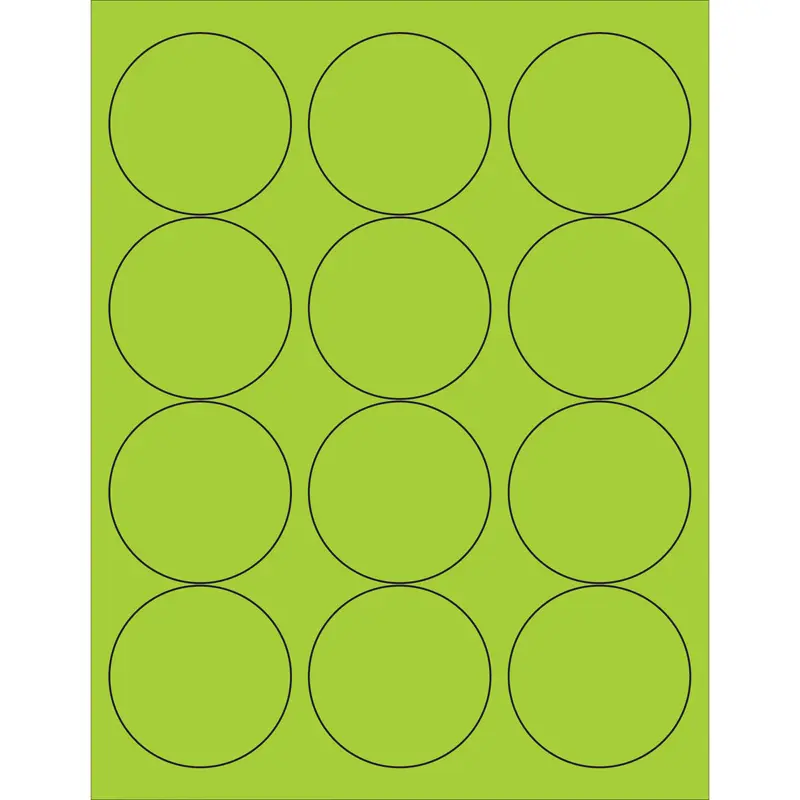 2 1/2" Fluorescent Green Circle Laser Labels 1200/Case