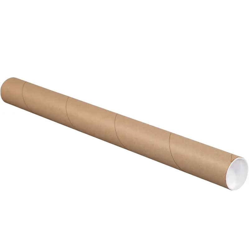 2 1/2 x 20 Brown Mailing Tubes With End Caps .070 Gauge 34/Case