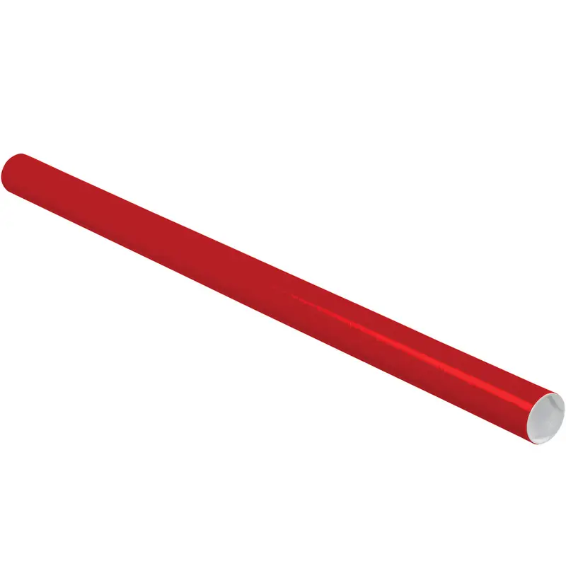 2 x 36 Red Mailing Tubes With End Caps .060 Gauge 50/Case