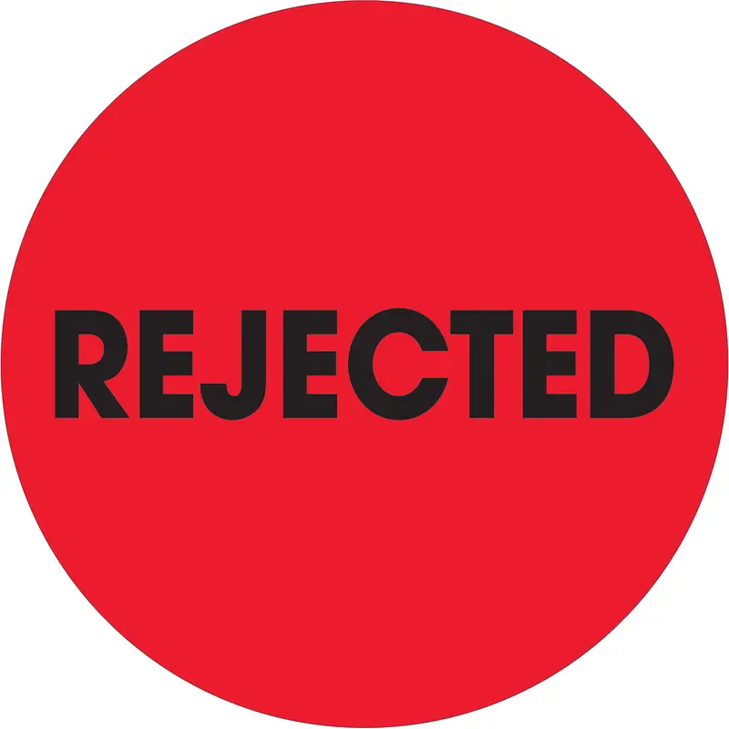 2" Circle - "Rejected" Fluorescent Red Labels 500/Roll