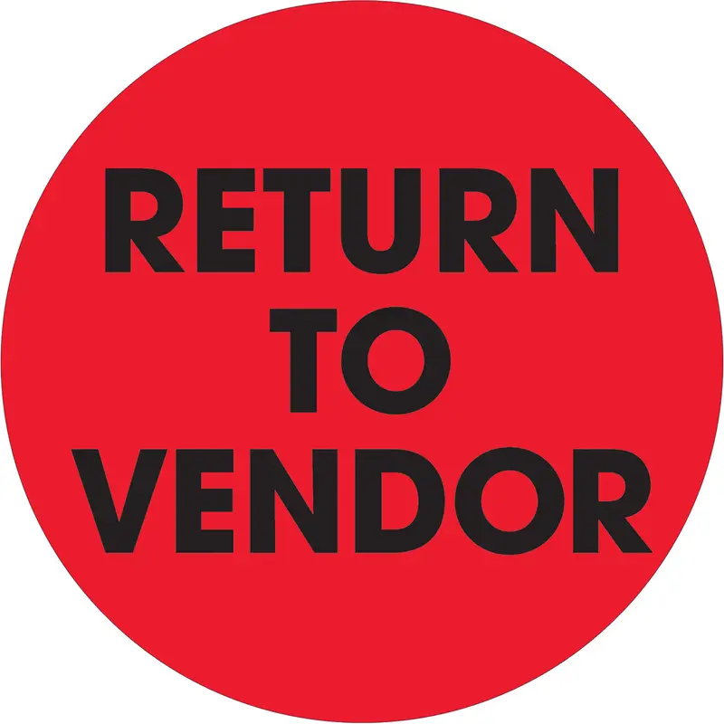 2" Circle - "Return To Vendor" Fluorescent Red Labels 500/Roll