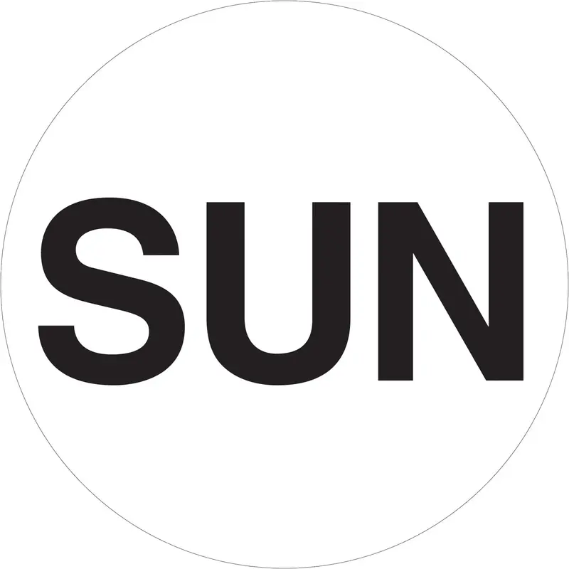 2" Circle - "SUN" (White) Days of the Week Labels 500/Roll