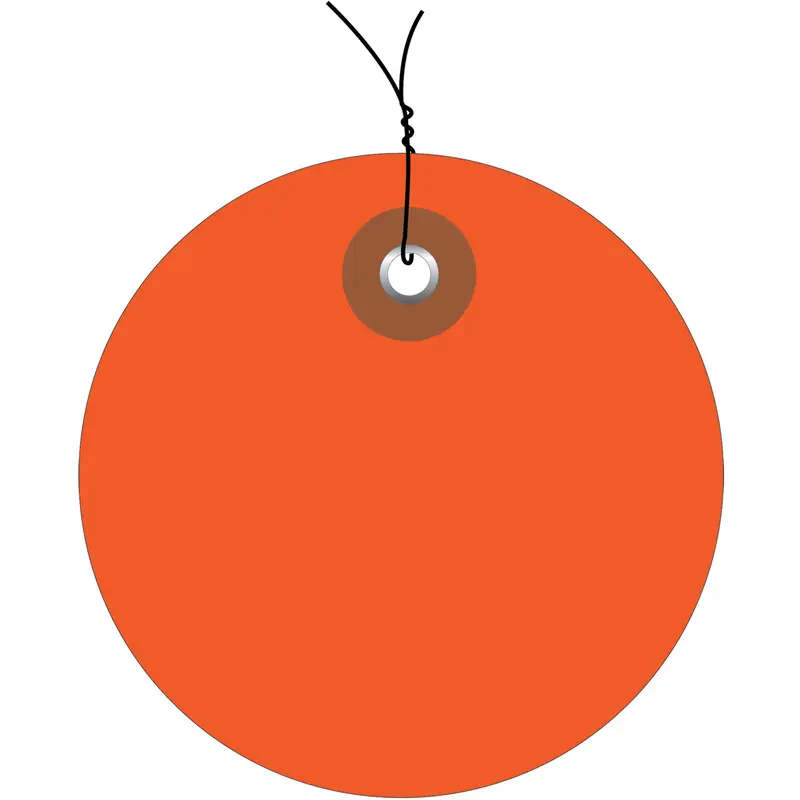 2" Orange Plastic Circle Tags - Pre-Wired 100/Case