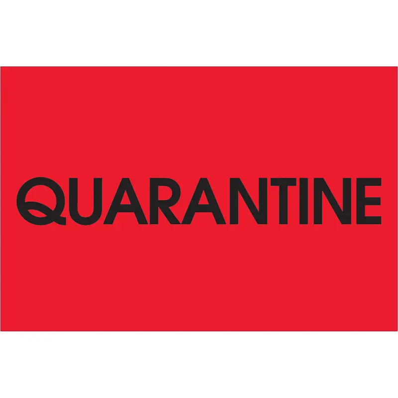 2 x 3" - "Quarantine" (Fluorescent Red) Labels 500/Roll