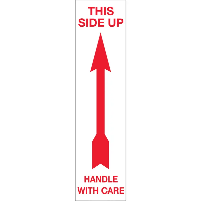 2 x 8" - "Up - Handle With Care" Arrow Labels 500/Roll