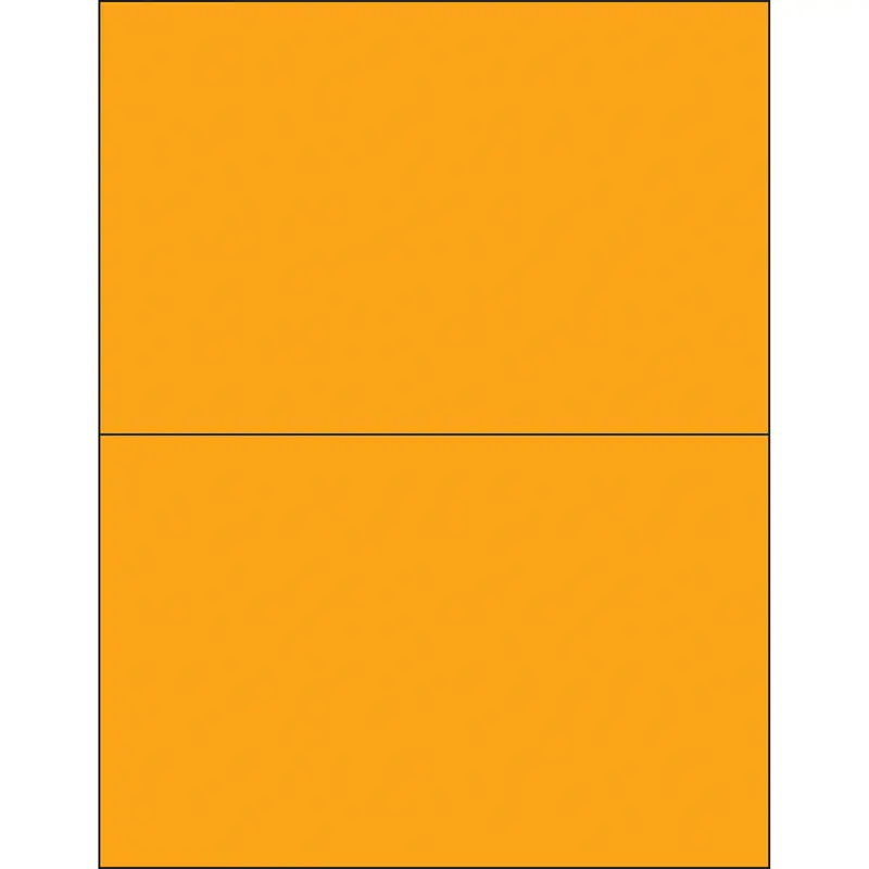 8 1/2 x 5 1/2" Fluorescent Orange Rectangle Laser Labels 200/Case
