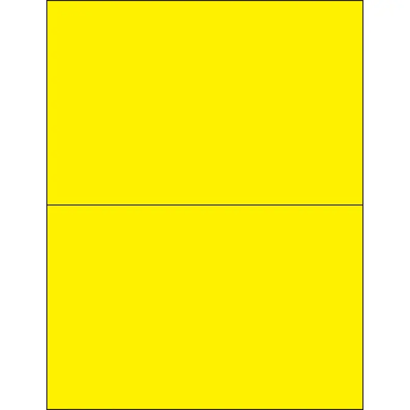 8 1/2 x 5 1/2" Fluorescent Yellow Rectangle Laser Labels 200/Case