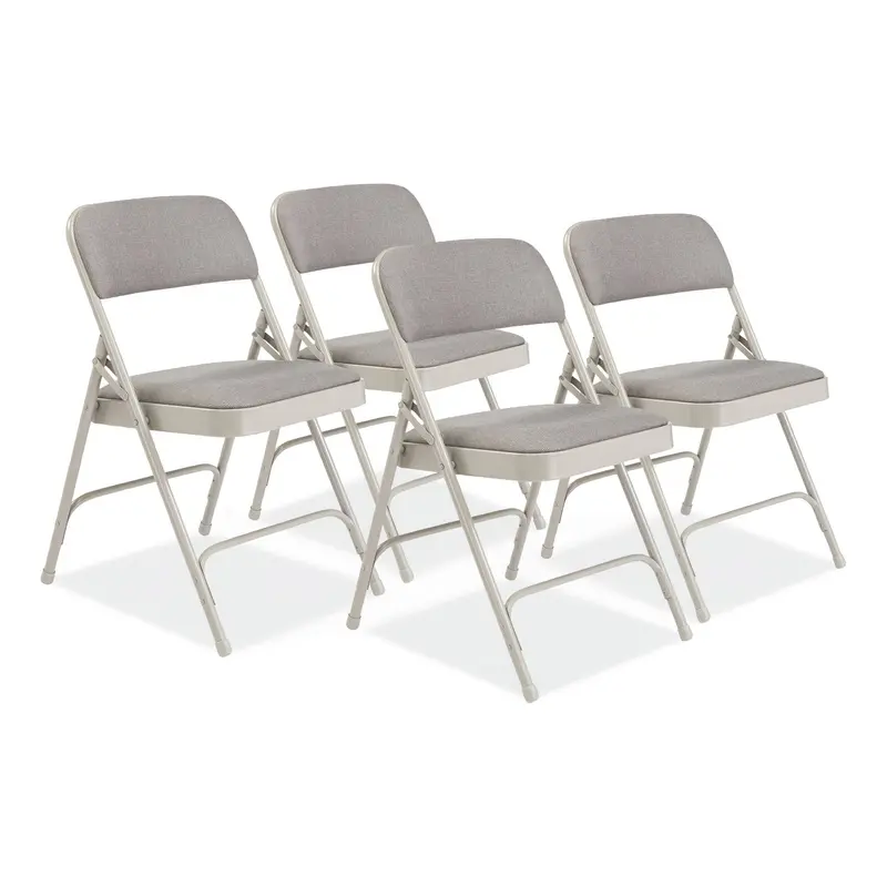 2200 Series Fabric Dual-Hinge Premium Folding Chair, Supports 500 lb, Greystone Seat, Greystone Back, Gray Base, 4/Carton