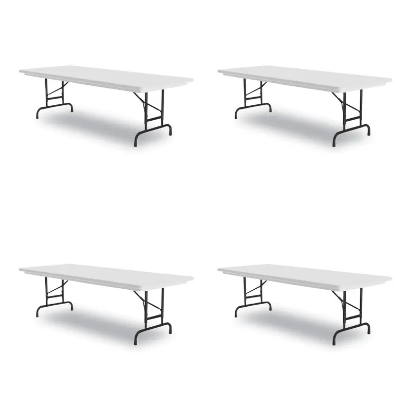 Adjustable Folding Tables, Rectangular, 60" x 30" x 22" to 32", Gray Granite Top, Black Legs, 4/Pallet