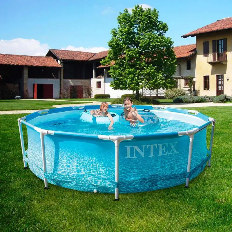 (NET) BEACHSIDE METAL FRAME POOL  ROUND with Filter Pump