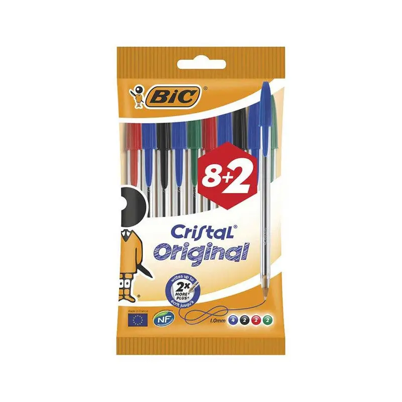 (NET) Bic Cristal Medium Pouch 8   2 Assorted / 10 Pieces