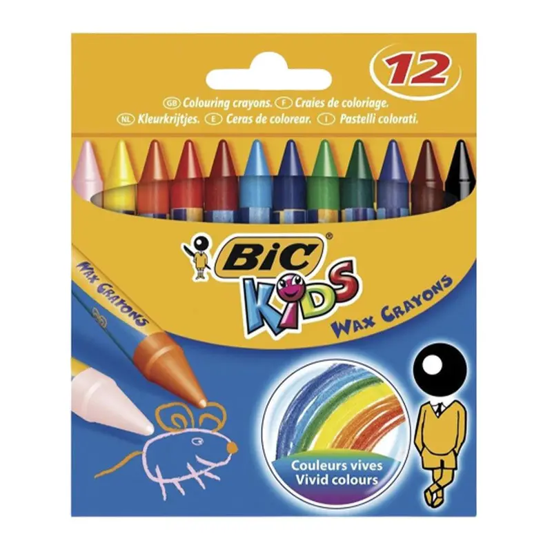 (NET) Bic Wax Crayons 12 Colors