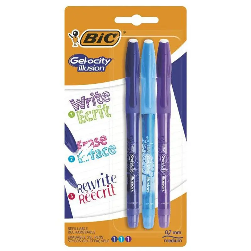 (NET) BIC Gel-ocity IIlusion Erasable Pen 3 pcs