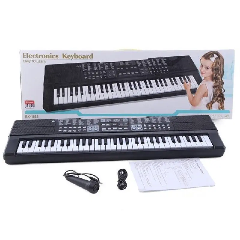 (Net) Black Educational Toy Musical Organ With Microphone & USB cable