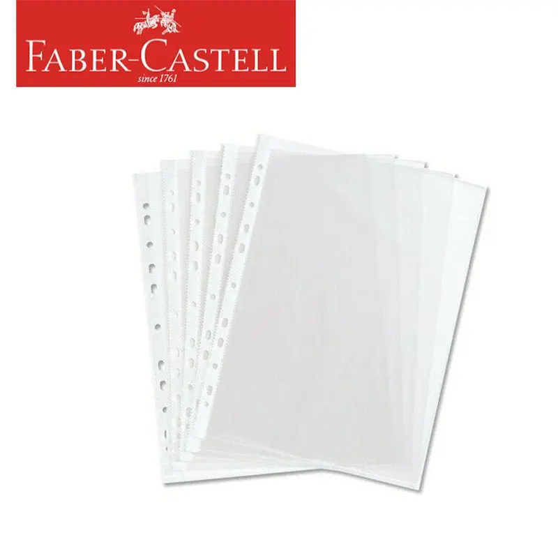 (NET) Faber Castell A4 Pocket File 80Mic 11 Holes Pack 100 piece / 4168040 / 68415 / 416841