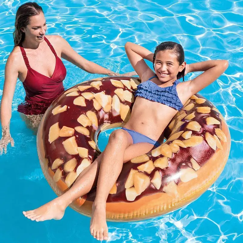 (NET) Intex 56262 Inflatable Swim Donut Ring Tube Float - Nutty Chocolate, 114cm