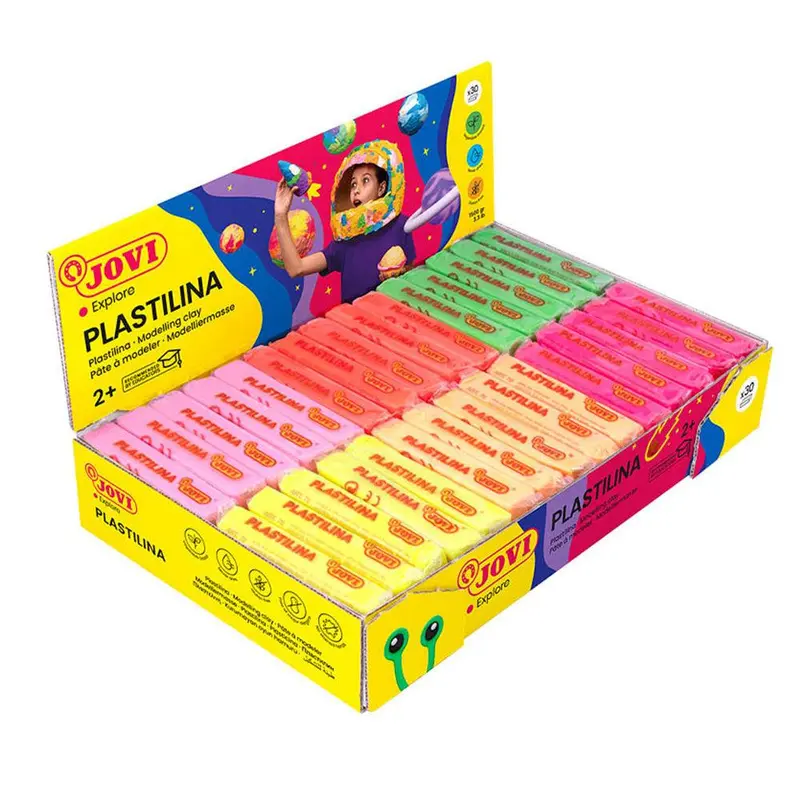 (NET) Jovi Plastilina Modelling Clay Set Of 30 Bars 50g Each 6 Neon Colors / 03377