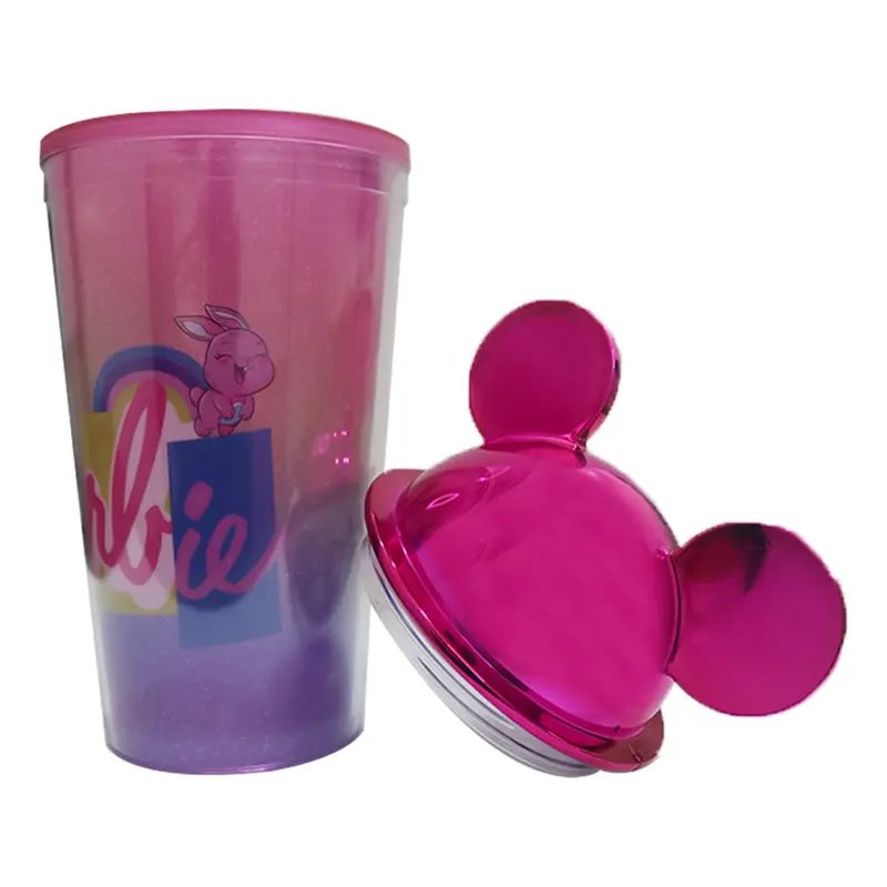 (NET) Mickey Plastic Cup 450mlRose Gold