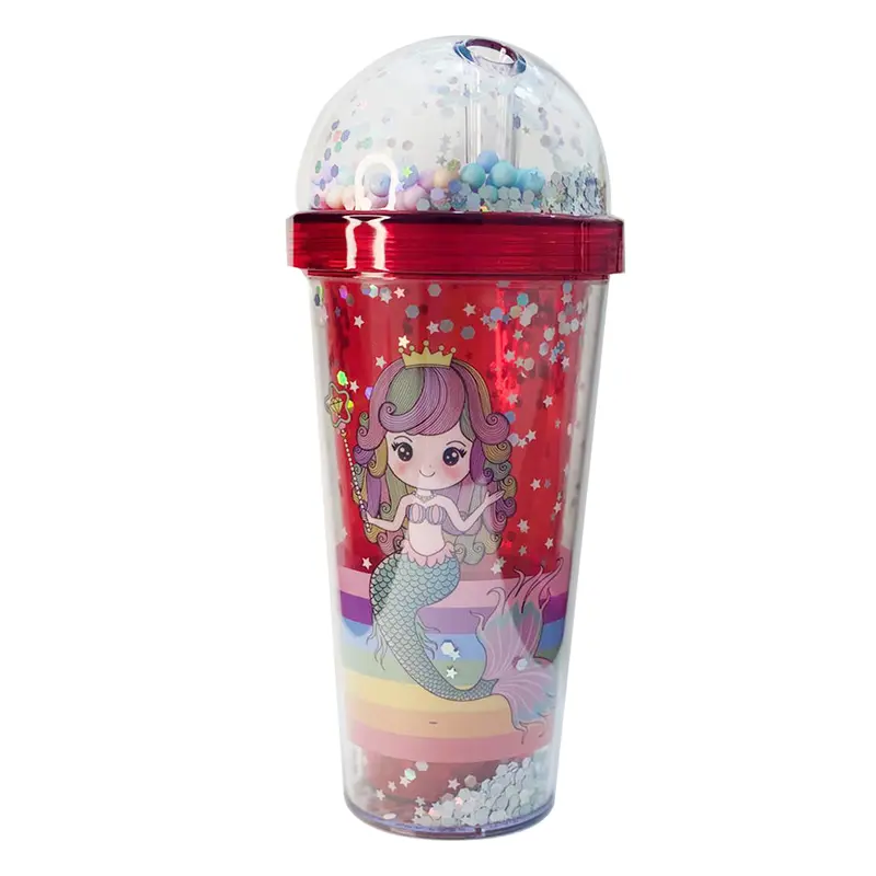 (NET)Mermaid Plastic Cup 400mlRed