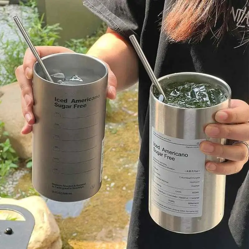 (NET) Thermos Cup Stainless Steel 600MLBlack