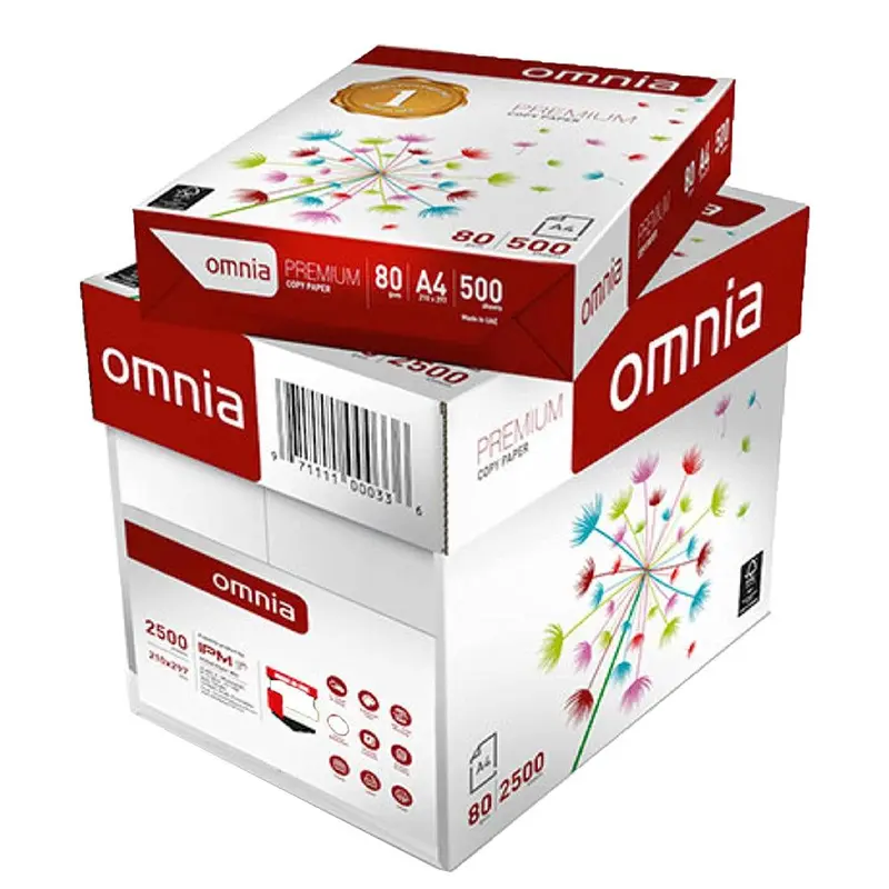 *** Net *** Omnia Copy Paper 5-Ream/Box  2500 Sheets Paper- A4 Size-80gsm