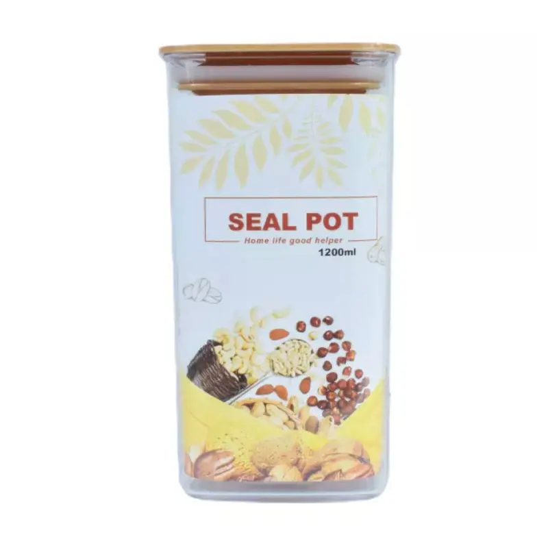 Acrylic Seal Pot Food Storage with Plastic Lid - 1200ml