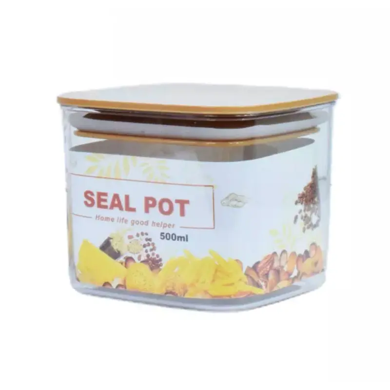 Acrylic Seal Pot Food Storage with Plastic Lid - 500ml