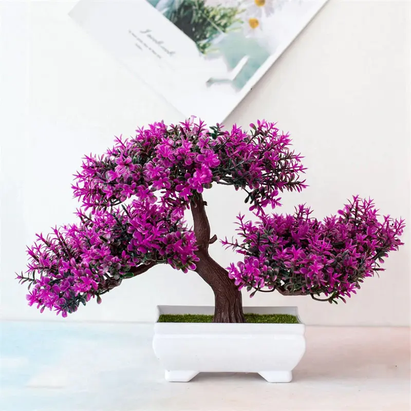 **(NET)**Artificial Plants Bonsai Small Tree Pot Plant Flowers Table Decoration Decor / 22FK174Purple