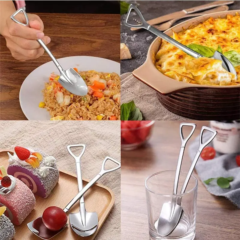 **(NET)**Stainless Steel Shovel Shape Spoon x6 pcs / 8007150102433Oval