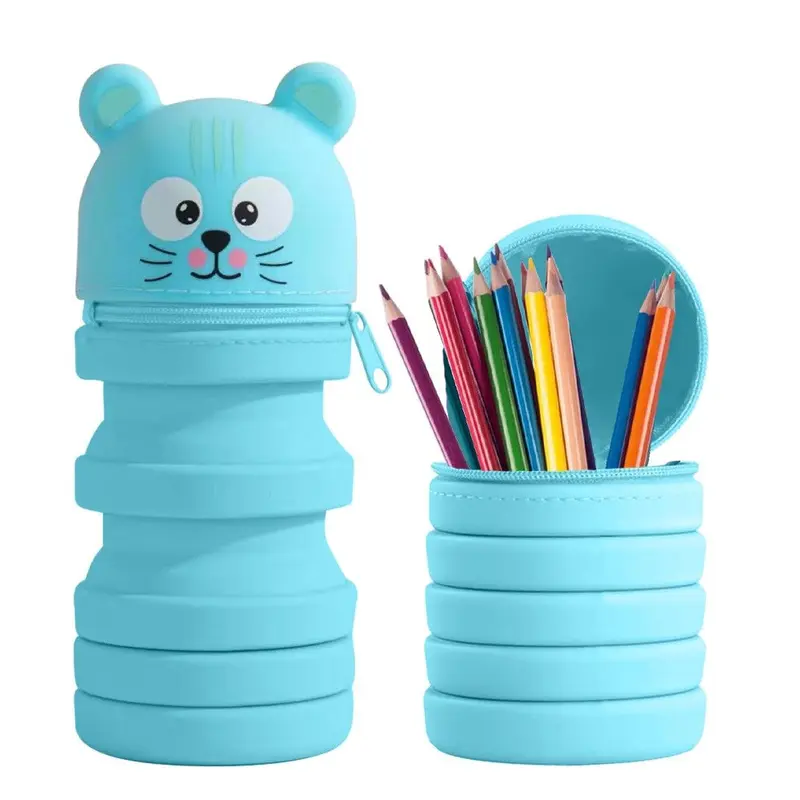Animal Silicone Pencil Case With Cresko ClosureBlue