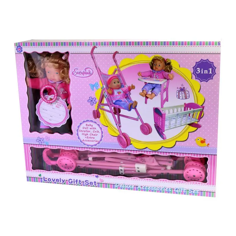 Baby Doll With Crib, Stroller, High Chair - HX320-1/2