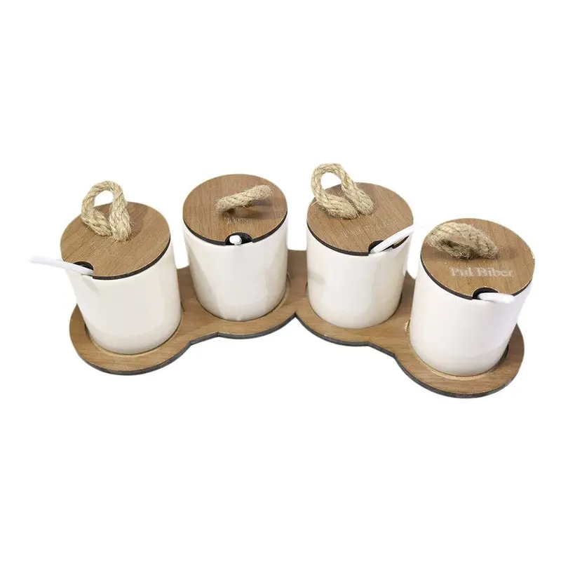 Ber Ser 4-Piece Spice Set With Wooden Stand