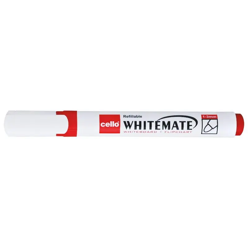 Bic Cello Refillable Whitemate White Board Marker / Red