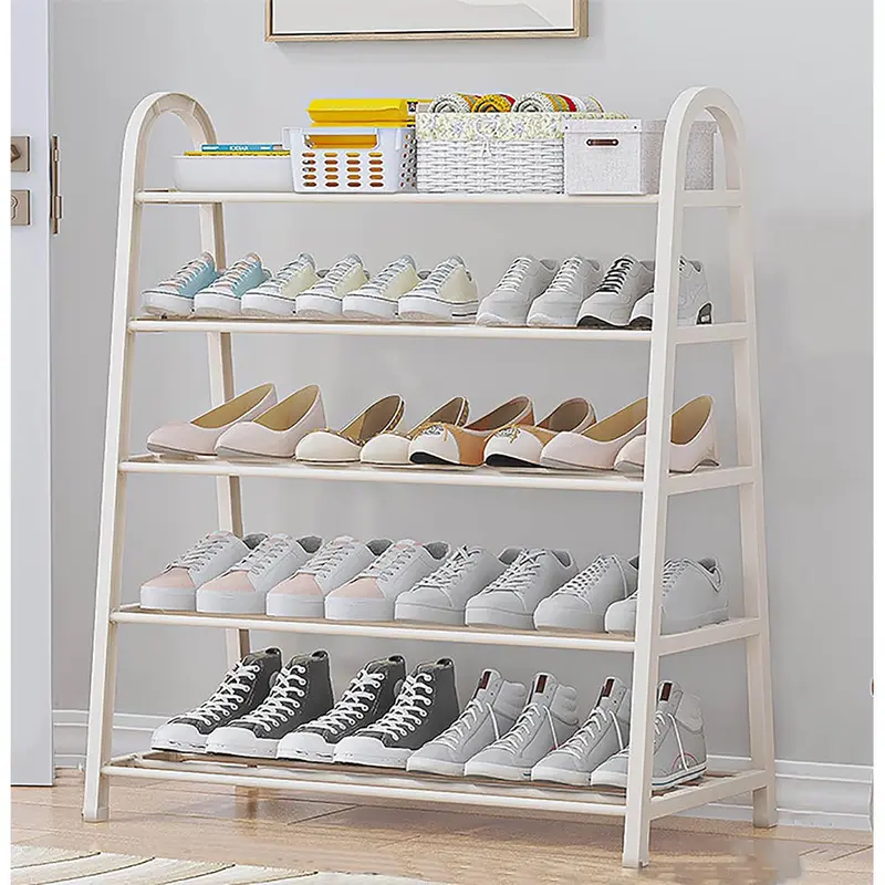Streamlined White 5-Layer Shoe Storage Rack - Maximize Your Home's Shoe Organization 746404Black