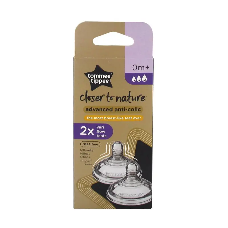 Tommee Tippee  Advanced Anti-Colic Variable Flow Teat ( 2Pcs) 0m BPA free / 45830