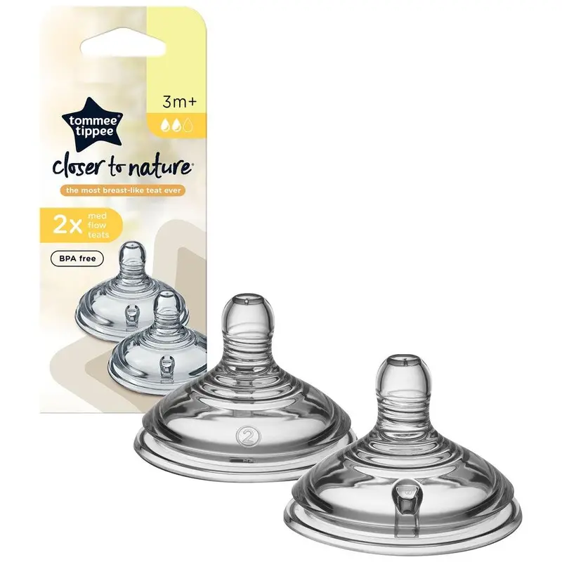 Tommee Tippee Closer to Nature Medium Flow Teat 3m   (2 Pcs) BPA free / 211224