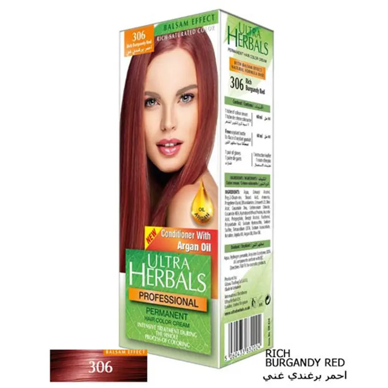 Ultra Herbals Professional Hair Color Cream 306 Rich Burgundy Red