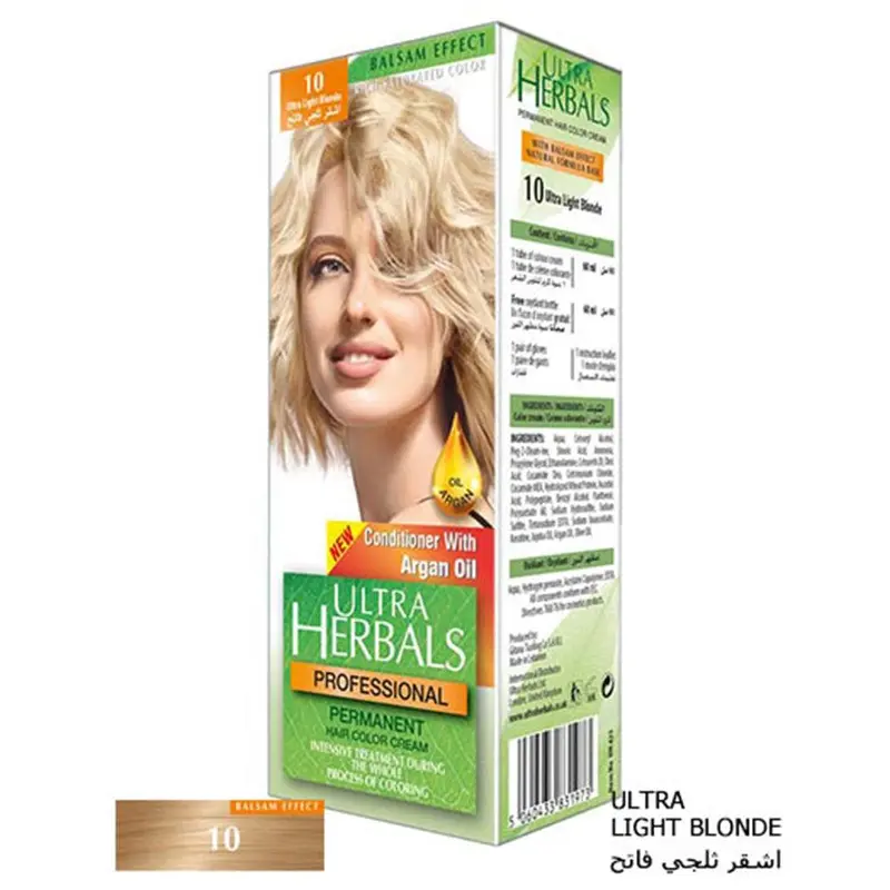 Ultra Herbals Professional Hair Color Cream 10 Ultra Light Blonde