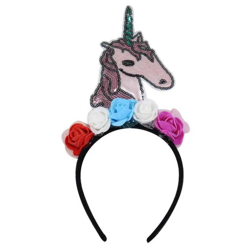 Unicorn with Flowers Hair Band / Q-553
