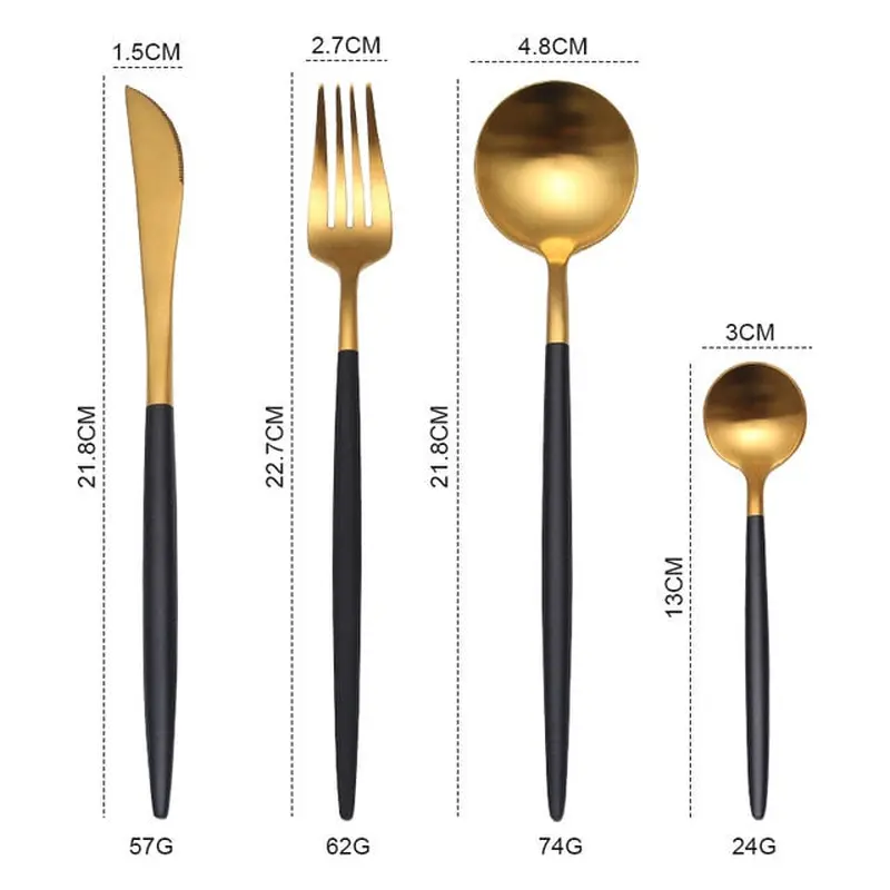 Western Tableware 24 piece Set Creative Stainless Steel Steak Knife, (Net) Fork And Spoon Set With Bag / KC22-324