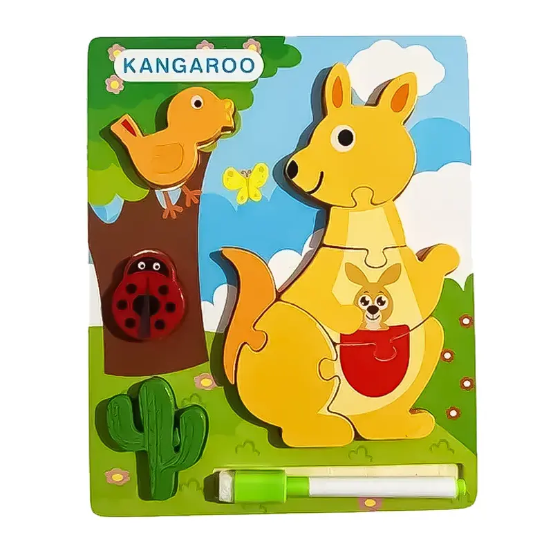 Wooden Animal Puzzle With MarkerKangaroo