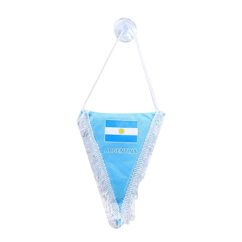 World Cup Triangular Argentina Flag With Suction Cup / WD-137