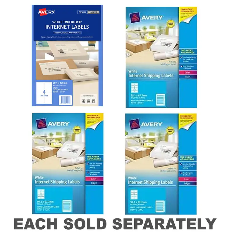 Avery Trueblock Internet Shipping Label 10pk White1/sheet
