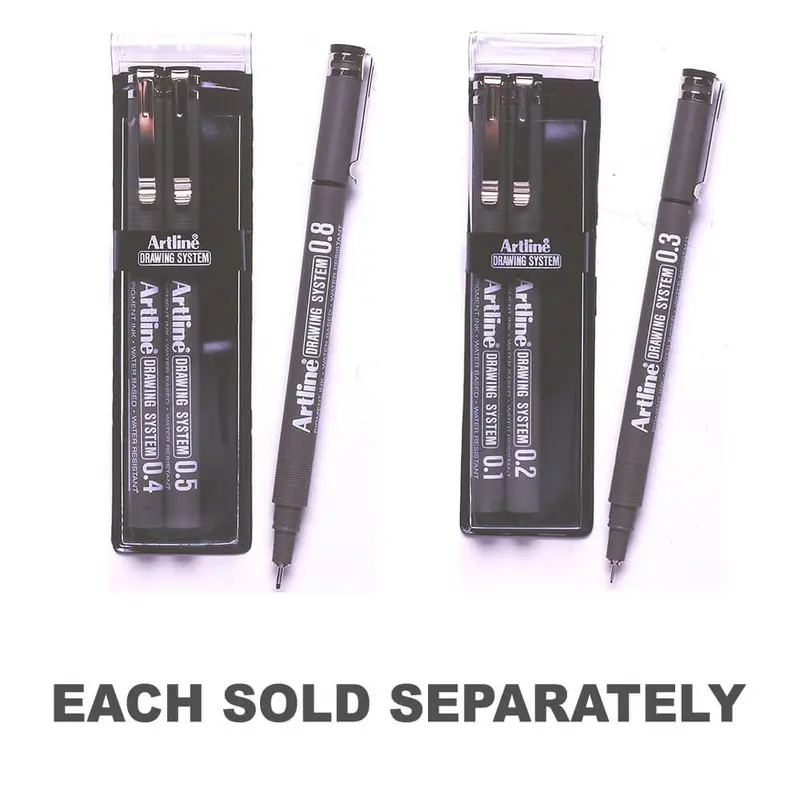 Artline Drawing System Pen Black (Wallet of 3)1mm/2mm/3mm